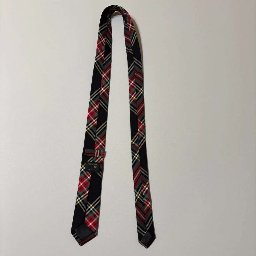 Crewcuts Boys Tartan Plaid Necktie Size 2-7 Black Red Preppy‎ Holiday School Tie